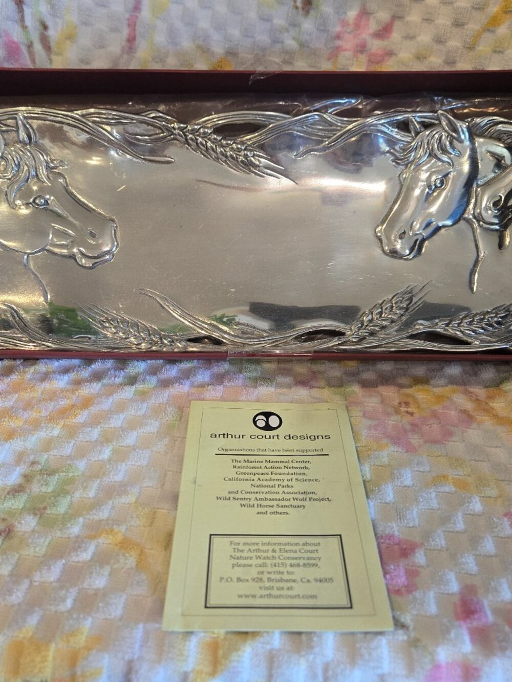 Arthur Court Designs Aluminum Platter with Wheat Motif, Copyright 2000